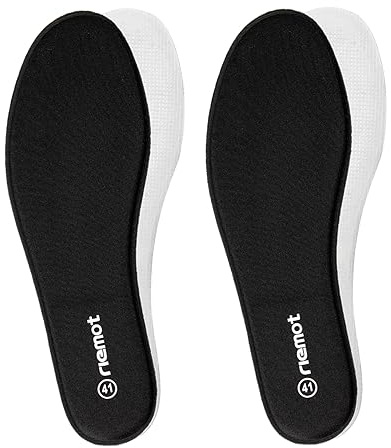 riemot 2 Pairs Memory Foam Insoles for Men and Women,Replacement Inner Soles for Sports,Work Boots,Trainers,Sneakers and Walking Shoes,Cushioned Soft Shoe Inserts Black-White 9 UK/43 EU