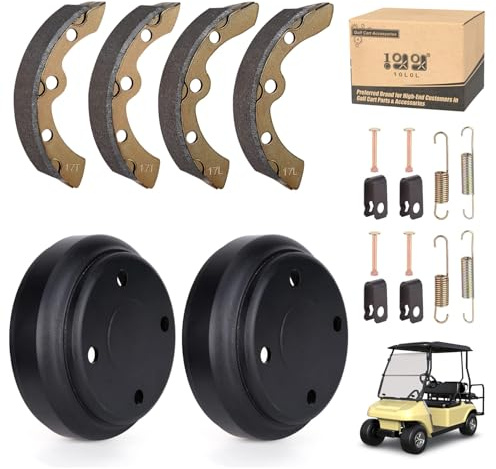 10L0L Golf Cart Brake Repair Kit for Club Car DS 1995-Up and Precedent 2004-Up,Club Car Brake Drums & Pads & Shoes Spring Kit,OEM# 101791101, 10603, 1018232-01