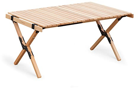 S'more Folding Picnic Table, Portable Camping Table with Carry Bag, Wood Outdoor Table for Picnic, Camping, Travel, Party, Beach, Garden, Patio, gailgating, BBQ,Easy to Assembly (M Size-90cm)