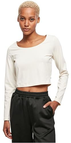 Urban Classics Kvinna T-Shirt Ladies Organic Cropped Longsleeve, Whitesand, 3XL