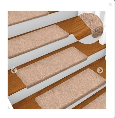 Set mit 15 Treppenstufen, rutschfest, Teppichboden, Treppe, zuschneidbar, 65 x 25 cm, Stufenmatten für den Innenbereich für ältere Kinder und Hunde (braun)
