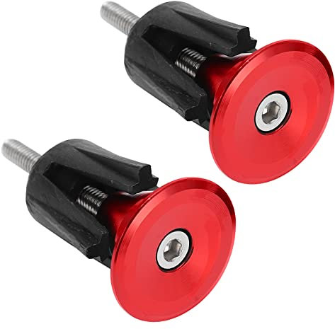 Tissting 1 Paar Fahrrad Lenkerstopfen Aluminiumlegierung Expansion Verstellbare Fahrrad Lenker Endkappen Lenkerendkappen für Mehr als 17mm MTB BMX Rennrad Lenker(Rot)