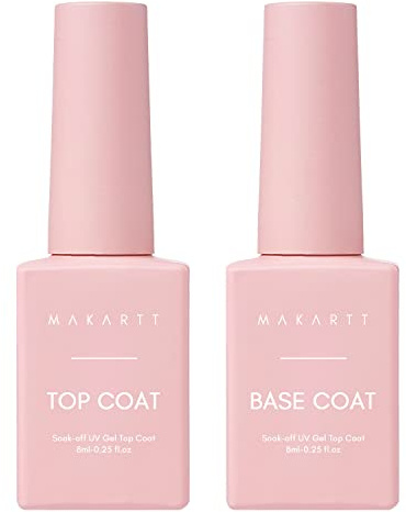 Makartt Base Et Top Coat Sans Essuyage 2x10ml – Gel UV Transparent Haute Tenue