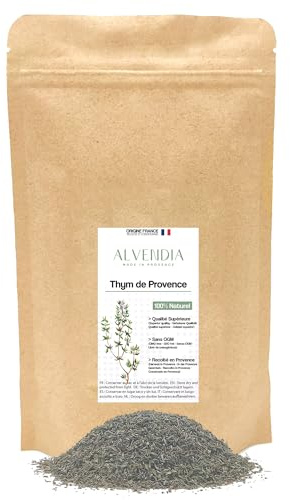 ALVENDIA - Véritable Thym de Provence - Cultivé et Récolté dans le Sud de la France - Paquet de 400 Grammes - Récolte 2025