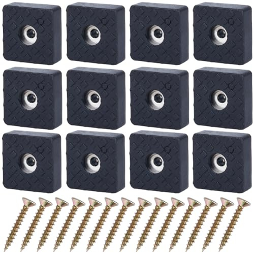 GORGECRAFT 20Stk Möbel-Gummipolster 1.18/30mm Quadratische Fußkappen rutschfeste Greifer Gummipuffer Bodenbeinschutz Mit 24Stk Schrauben Für Gartenstühle Tisch Sofa Möbelfüße Schwarz