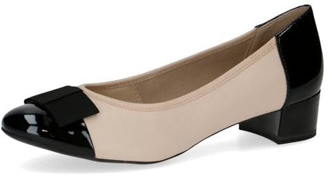 Caprice Escarpins Femme à Talon Bloc avec nœud, Beige (Beige Comb), 36 EU