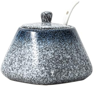 Jarsense Sucrier en céramique, pot à sucre de 430 ml avec couvercle et cuillère, pot à épices pour sel, sucre, café, thé, condiments, boîte d'assaisonnement pour la maison, la cuisine, le café, le bar