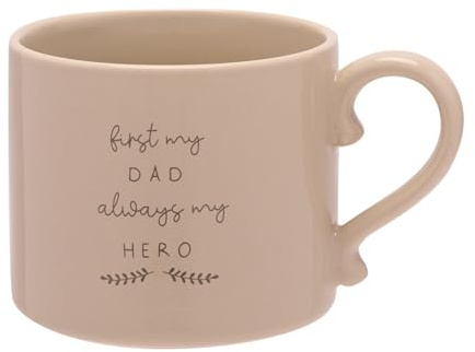 Widdop Moments Stoneware Ceramic Dad Mug - Dad My Hero Mug - Fawn Colour | Coffee Mug Tea Hot Drinks - Approx 350ml - Gift for Dad Him Birthday Father's Day Present