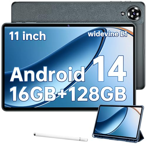 OUKITEL OT11 Tableta Android 14 Tablet 11 Pulgadas Gaming Tableta con Lapiz 16GB+128GB/TF 1TB Tablet con Funda Widevine L1 8000mAh 13 MP Dual SIM 4G Face ID | GPS | OTG | 5G WiFi 6 | BT5.0 | Octa Core