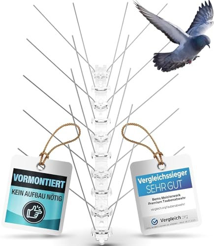Taubenabwehr Spikes VORMONTIERT 1m - Test SEHR GUT - Edelstahl Vogelabwehr Spikes, Taubenabwehr Balkon, Dach, Fenster - Vogelschutz, Taubenschreck, Vogelschreck, Taubenspike, Taubenschutz 1 Meter