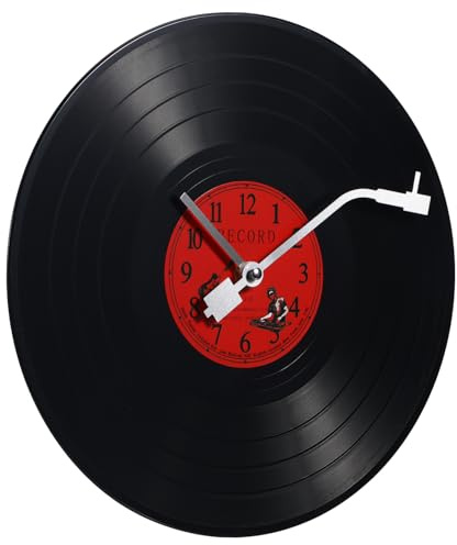 RORPOIR Reloj de Pared Disco de Vinilo Creativo Negro 1 Pieza | Plástico, Estilo Retro Artístico, para Hogar y Tienda, Decoracion Vintage