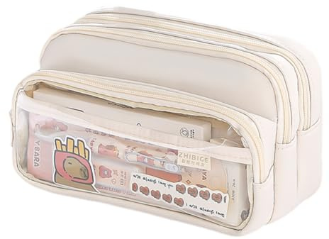 iSpchen federmäppchen mäppchen federtasche federmappe etui Schule schlamppermäppchen Große Kapazität Pencil Case Großes Federmäppchen,Beige, OneSize