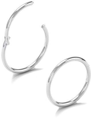 AceFun Anneau piercing nez 20g Argent Anneau piercing nez 8mm pour les hommes Femme Acier inoxydable Segment Anneaux piercing nez Hoop Helix Cartilage Daith Tragus Sleeper Boucles oreilles Argent