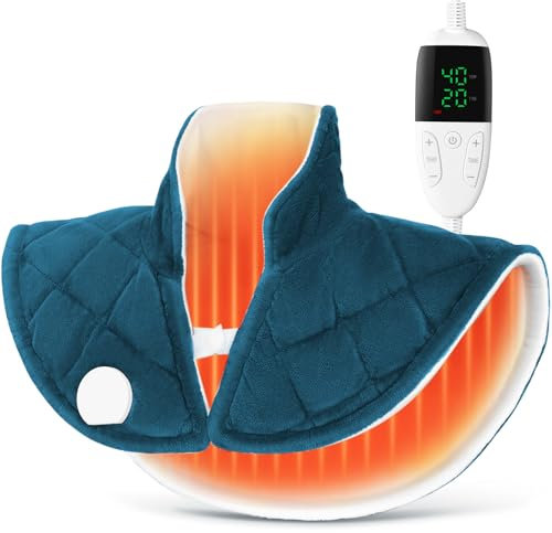 VOSFEEL Almohadilla Térmica Cuello con Calentamiento Rápido, Temperatura Ajustable (40-60°C), Uso para Cuello, Hombros y Espalda, Apagado Automático y Lavable a Máquina, 55x45