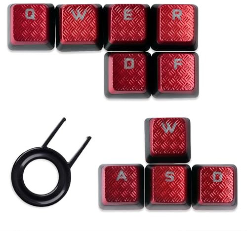 10Keys Backlit Textured Keycaps Replacement for Corsair K100 and K70PRO Mechanical Gaming Keyboard (Red Stripe)