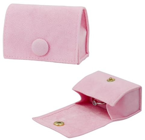 AfitLulu Portagioie in Velluto, Portatile Scatola con Anello per Gioielli, Portagioie Ringbox con Chiusura a Scatto, Porta Gioielli per Anelli, Orecchini, Labbro (Rosa)