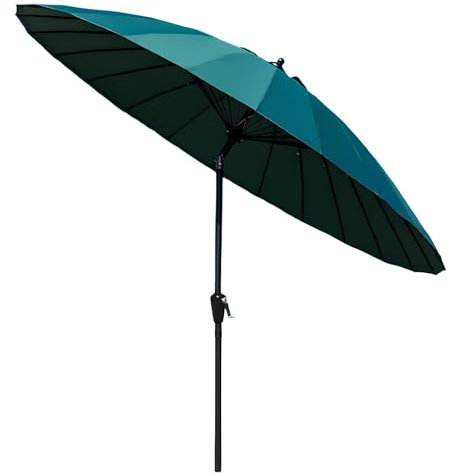 XUQQU Parasol De Jardin Vintage, Grand Parasol De Plage D'extérieur, Parasol De Marché avec Bouton D'inclinaison Et Manivelle, 24 Baleines, pour Terrasse, Piscine, Cour, Protection UV, Étanche(Green)