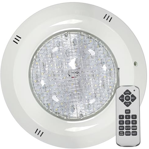 SWIMHOME Foco LED Piscina Superficie RGB 35W 12V AC 2 Hilos, Mando RF Incluido, Memoria, IP68, ABS, 29cm
