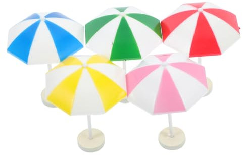 SUPVOX 5pcs Mini Beach Umbrella Sun Umbrellas for Doll House Micro Landscapes Miniature Decor for Creative Crafting and Diy Beach Scenes