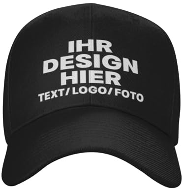 Kustima Trucker Cap personalisiert mit Foto/Logo/Text,Baseball Caps selbst gestalten,Mesh-Kappe personalisierte für Männer & Frauen,Verstellbare Dad Cap Schwarz,Basecap Herren Damen