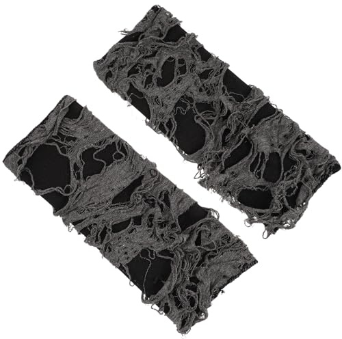 Heclia Handschuhe Y2k Modische Armstulpen, Punk Broken Slit Ripped Gothic Handschuhe Distressed Arm Cover Sleeve für Halloween Party, Dehnbare fingerlose Handschuhes kurze Fäustlinge Kostümzubehör