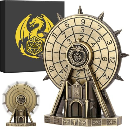 DND - Set di dadi con ruota panoramica, set di giochi per roulette, set di base di D&D, dadi in metallo per giochi di ruolo, regali DND con scatola del drago, accessori per giochi da tavolo, steampunk