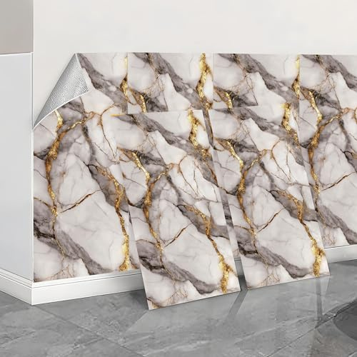 Brstheco Autocollants pour carrelage, 20 pièces Panneaux muraux en marbre Carrelage adhésif Papier peint adhésif pour cuisine, 60 x 30 cm pour crédence de cuisine (Granit)