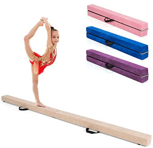 COSTWAY Schwebebalken Kinder, Balancierbalken klappbar, Gymnastikbalken mit Tragegriff & rutschfestem Boden, Gymnastik Balance Balken, Turnbalken Balance Beam für Zuhause