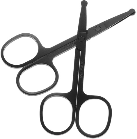 HOMSFOU Forbici per Modellare i Peli del Viso in Acciaio Inossidabile con Punte Arrotondate, Set da 2 Forbici da Toelettatura da Viaggio Unisex per Rifinitura Sicura di Peli Naso