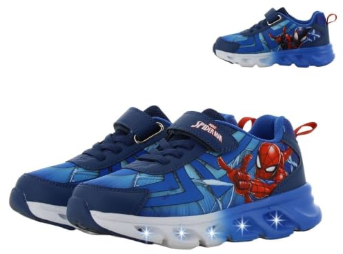 Leomil Spiderman Basket Enfant Garçon Lumineuses 28, Bleu