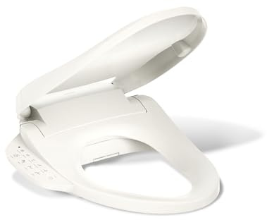 KOHLER K-8298-96 C3 155 Elongated Warm Water Bidet Toilet Seat, Biscuit with Quiet-Close Lid and Seat, Automatic Deodorization, Self-Cleaning Wand, Adjustable Water Pressure, Nightlight, Heated Seat