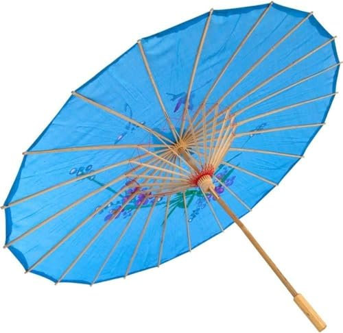 JapanBargain 2178 Chinesischer Sonnenschirm, japanischer Wagasa-Sonnenschirm, Strandschirm für Cosplay, Fotografie, Tanzen, Hochzeit, Party und Heimdekoration, Kindergröße, Blau, 6 Stück