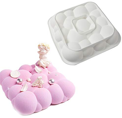 erhumama Bubble Shape Cloud Mousse Cake Silicone Mould Fondant Cake Decorating Baking Tool DIY Chocolate Bread Pan Ice Cream Dessert Making Mold White