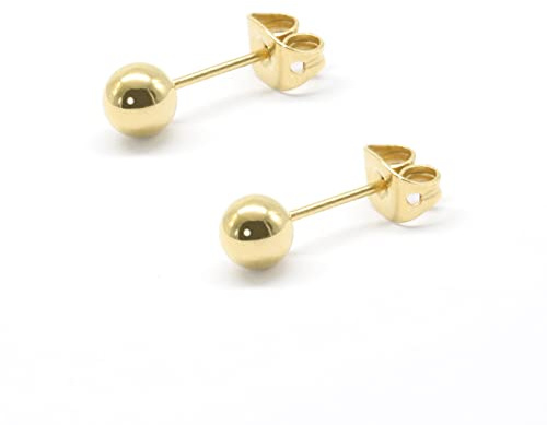 Boucles d'oreilles boule en titane G23 pour femmes hommes filles 3 mm - 6 mm boucles d'oreilles hypoallergéniques or rose/or/argent/noir pour oreilles sensibles