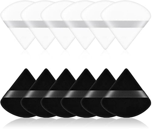 Ainiv Piumini da Cipria, 12 Pezzi Soffio di Cipria Triangolo Del Viso, Riutilizzabile Soffio di velour, Asciutto Bagnato Spugna per Cipria in Polvere Fondotinta Cosmetico per il Corpo Morbido