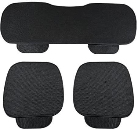 ALI2 3-teiliges Autositzkissen, universeller Autositzbezug, rutschfester Autositzbezug, bequemer und frischer Autositzbezug, Sitzschutz fürs Auto, Seidenglanz, Schwarz