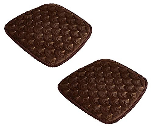 ZIBENE Stuhlkissen Halbrund 45x45 Mit Schleife, Sitzkissen Stuhl 2 StüCk, Sitzpolster Gartenstuhl Stuhlauflagen EsszimmerstüHle mit Rutschfester Unterlage Dicke Sitz Auflage KüChenstuhl Braun