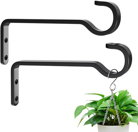 saffruff Confezione da 2 ganci da parete per fioriere da 15,2 cm, supporto per piante sospese, in ferro per appendere piante all'aperto, ganci da parete per piante, ganci per lanterne