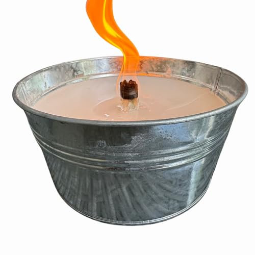 Schwabenfire Outdoor Kerze in Metall-Zink-Schale, Klein, 16,5cm Durchmesser, Robust, Wiederverwendbar, Perfekt für Outdoor-Deko und Geschenke