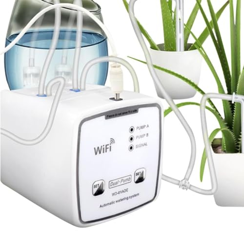 Mingchengheng WIFI Automatisches Bewässerungssystem, Automatisch Bewässerung Set Mit Timer,15m Schlauch-Tropfbewässerungsset USB-Gebühr Für Topfpflanzen In Innenräumen Für 20 Topfpflanzen