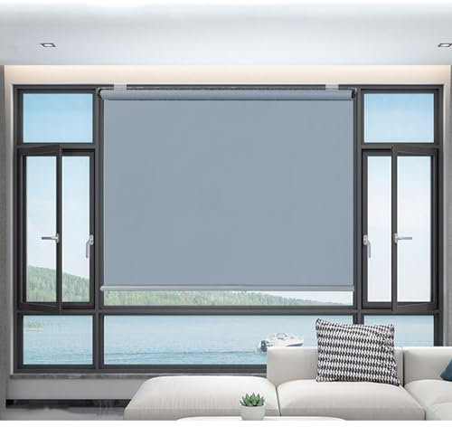 DLLY Verdunkelungsrollos Für Fenster, Einziehbarer Sonnenschutzrollos, Fenster Rollo Dachfenster, Seitenzugrollo, Temporäre Jalousien 40/68/90/115/130cm, Ohne Bohren,grey-100x200cm/39 * 79in