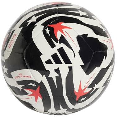 adidas Fußballball für Erwachsene, Uni, FIFA Club, WM, Weiß/Schwarz/Hellrot, Größe 3