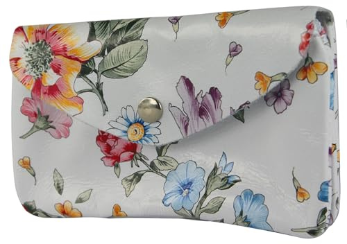 modamoda de P11 Damen Leder Geldbörse Portemonnaie Medium Handmade in Italy, Farbe:Blume-01