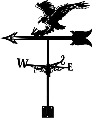 Wetterfahne Schwarze Wetterfahne, Edelstahl-Windfahne, Retro-Weißkopfseeadler-Wetterfahne, Bauernhaus, Garten, Terrasse, Hof, Dach, Ornament, Dekoration, Wetterfahnen, Windrichtungsanzeiger (Farbe: h