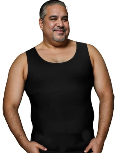 Henicepte herr gynekomasti kompressionsskjorta, kroppsformare bantande linne, magkontroll undertröja för män formkläder, Svart, 5XL