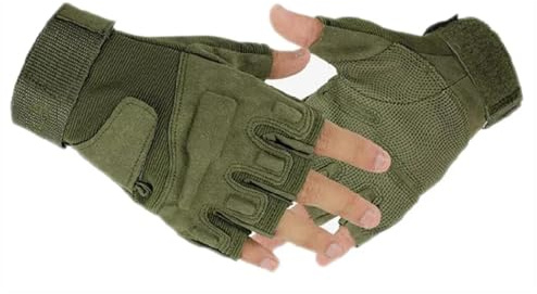 SiVaji Gants Gloves Moufles Hiver Homme Femme Gants Plein Demi Doigt Gants Combat Moto Vélo Extérieur M Demi-Doigt Vert