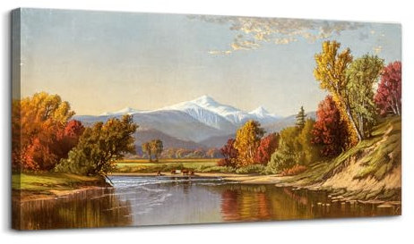 hyidecorart Quadri Vintage Soggiorno Grandi, 50x100 cm Stampe da Parete Tardo Autunno Sulle Montagne Innevate, Quadro Camera da Letto Su Tela Decorazioni Parete Bagno Cucina Ufficio Sala da Pranzo
