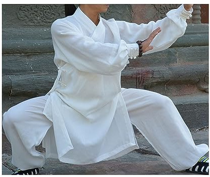 GZKDKZB Chinesische Wudang Taoist Kung Fu Uniform Kleidung Hochwertige Tai Chi Robe Shaolin Buddhistische Mönch Roben Kampfkunst Kung Fu Leinen Set, Geeignet Für Männer 23.4.25 (Color : We