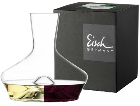 EISCH Dekantierkaraffe Sky mit No Drop Effekt, Dekanter mit SensisPlus-Belüftungstechnologie, Ideal für 0,75l- und 1,5l- Weine, Handgefertigter Weindekanter im Geschenkkarton, Kristallglas, Klar