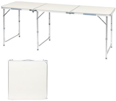 Bonnlo Table de Jardin Pliante Portable en Alliage d'Aluminium/ 3 Hauteurs Réglables/ 180x60x70cm/ Pliable pour la Terrasse, Le Camping, la Plage,Le Balcon,Le Bureau